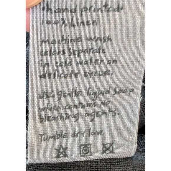 Blue Fish Clothing 100% Linen Tunic Dress Black Hand Painted One Size - Picture 10 of 10